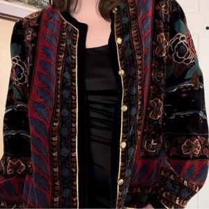 Vintage Saxton Hall Velvet Floral Jacket